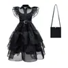 Cosplay de la Familia Adams transfronterizo Vestido para Niñas Vestido Miércoles Disfraz de Halloween
