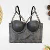 Europeu e americano sexy colete estilo espartilho strass espartilho desgaste exterior PU couro sling desgaste interior puro desejo estilo boate Disco tubo top