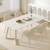 Mesa retangular minimalista moderna móveis mesa de negociação empresarial mesa e cadeiras brancas puras estilo ins mesa e cadeiras de jantar em pedra sinterizada