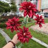 Oferta Especial Tema Rojo Grande Boda Flor Artificial Al Por Mayor Nuevo Estilo Chino Borgoña Flor de Guía de Camino Base de Fila de Flores Artificiales