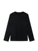 Camiseta de punto de algodón con cuello redondo y manga larga para mujer, nuevo estilo otoño 2026, corte holgado, hombros caídos, color liso, top casual versátil