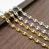 Corrente de Nariz de Porco de Aço Inoxidável Ouro 18K Corrente de Grão de Café Corrente de Botão Hip-Hop Joias DIY Corrente de Acessório de Roupa Transfronteiriça