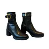 Botines Elegantes de Tacón Alto con Suela Silenciosa de 7 cm, Piel Suave, En Stock, para Otoño e Invierno, Botas Estrechas con Tacón Grueso y Punta Cuadrada, Botas Martin para Mujer