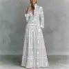 Vestido leve de luxo estilo francês para mulheres, roupas femininas transfronteiriças europeias e americanas de verão, estilo casual de férias, modelagem solta, com gola, vestido longo estampado