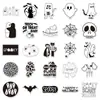 50 pegatinas impermeables para teléfono móvil, equipaje, festival de dibujos animados transfronterizos con grafitis de Halloween en blanco y negro