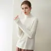 Suéter de cachemira suave premium listo para usar para mujer, 100% cachemira pura, tejido de cuello alto apilado, suéter base de corte holgado
