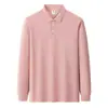 Camisa Polo de Manga Larga para Hombre con Solapa Pequeña de Lujo Ligero 2026 Nuevo Estilo de Otoño Camisa Polo Casual de Color Liso de Moda