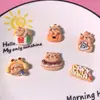 Caricatura de oso capibara brillante, hecho a mano, accesorios de resina para bricolaje, funda para teléfono móvil, horquilla, agujero para zapatos, decoración
