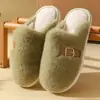 Bolso estudiantil simple cabeza moda zapatos de mujer cálidos suela plana estilo coreano pantuflas algodón interior mullido casual más terciopelo hogar
