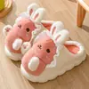 Pantuflas de Algodón Invierno 2025 Nuevas de Suela Gruesa Cerradas de Talón Hogar Lindas Antideslizantes Conejo de Dibujos Animados Cálidas Pantuflas de Algodón