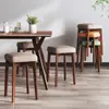 Banqueta de Madeira Maciça Doméstica Espessada Empilhável Economizadora de Espaço Banqueta Alta Banqueta de Jantar Durável Saco Macio Banqueta Quadrada