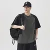 Camiseta de Manga Corta con Cuello Redondo Patchwork Estilo Retro Americano 2026 Verano Nuevo Estilo Holgada Casual Versátil Manga Tres Cuartos Top de Moda