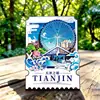 Ojo de Tianjin Campana del Siglo Cultural y Creativo de Madera Tendencia Nacional Imán de Nevera Creativo Tridimensional Souvenir de Viaje Edificio Emblemático