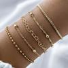 Pulseira Europeia e Americana Transfronteiriça Boêmia Minimalista Corrente de Metal Feminina Terno 5 Corrente Multicamadas Pulseira Simples