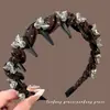 Diadema de lunares con pedrería estilo coreano con dientes para un agarre antideslizante, un accesorio para el cabello de alta gama y versátil que realza tu apariencia y hace que tu rostro se vea más pequeño.