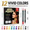 Pluma de tatuaje de doble punta más vendida transfronteriza, secado rápido, impermeable, para pintura corporal, rotulador de marcado para graffiti facial y corporal