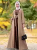 Comercio Exterior Transfronterizo Ropa para Mujer: Vestido de Mujer con Bloques de Color, Cintura de Corbata, Mangas Largas y Falda Larga (Sin Hijab)