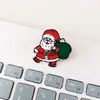 Broche de Santa Claus de Dibujos Animados Decoración de Reno Lindo Navideño Insignia de Metal para Hombres y Mujeres Adornos de Regalo Navideño