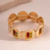 Pulseira de Pérolas Rombos com Gotejamento de Óleo Transfronteiriça Europeia e Americana com Toque de Alto Padrão, Design de Nicho Borboleta, Joia de Mão da Moda e Simples para Mulheres