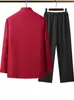 Traje de Inverno Masculino Tradicional Chinês com Forro de Lã, Conjunto de Jaqueta de Algodão Engrossada para Meia-Idade e Idosos, Jaqueta de Pai, Casaco de Algodão, Roupa Externa para Idosos