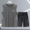 Conjunto Esportivo de Verão em Seda Gelo para Homem, Secagem Rápida, Fresco, Respirável, Fino, Regata de Corrida, Conjunto Esportivo Casual