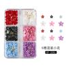 Adornos para uñas de 6 rejillas resina mixta florecilla perla bola de acero color caramelo macarrón flor adornos tridimensionales para uñas