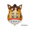 Globos con cabeza de animal de caricatura para decoración de fiesta de cumpleaños infantil, decoraciones con forma de vaca, pollo, cerdo, caballo de papel de aluminio