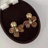 2025 Explosões Moda Ins Coreana Design Brincos Alto Senso Brincos Delicados Pino de Prata Brincos Pétala Maillard