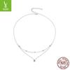 Colar de moissanite de camada dupla original Ziyun de prata, estilo moderno e luxuoso, joia de corrente de clavícula de prata esterlina s925