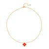 Cadena para clavícula de acero de titanio con trébol transfronteriza europea y americana, cadena engrosada de oro real, diseño de nicho, collar con colgante de flor única con ladrillo, joyería