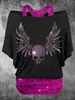 Top de Verano Transfronterizo para Mujer Camiseta de Manga Corta Spice Girls Impresión Digital 3D Calavera Camiseta Básica de Manga Corta Nueva Prenda Interior para Mujer