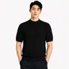Camiseta de punto acanalado para hombre, estilo Old Money, manga corta, color liso, texturizada, para uso casual y de trabajo, venta al por mayor