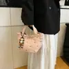 Bolso de Algodón Acolchado Estilo Nuevo 2026 para Mujer, Bolso de Mano Casual Versátil, Bolso de Mano de Moda Bordado con Lazo, Estilo Coreano