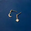 Brincos Elegantes de Prata S925 Nalan Estilo Coreano Doce Cravejados com Diamantes Lua Estrela Brilhante Brincos Frescos Lote M00462
