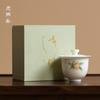 Tazón Tapa Caqui Pintado a Mano Si Tao Zhai Set de Té Kung Fu para el Hogar Taza de Té de Cerámica Fabricante de Té de Dos Talentos Cajas de Regalo Mayoreo