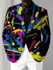 Chaqueta de Manga Larga con Botones, Pigmento Salpicado, Temperamento Iridiscente, Traje de Moda para Sesión de Fotos de Revista, Parte Superior WL8, Resistente a las Arrugas