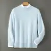 Suéter de Lana 100% para Hombre Baicai Rong Cuello Medio Grueso Otoño/Invierno Estilo Nuevo Casual de Negocios Ropa de Punto Suéter de Punto Holgado