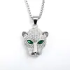 Collar Europeo y Americano de Acero Inoxidable para Hombres y Mujeres, Accesorio de Ropa con Colgante de Cabeza de Leopardo Incrustada de Diamantes