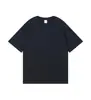 Nueva Camiseta Unisex de Algodón Puro de 260g con Hombros Caídos y Mangas Cortas, Camiseta de Verano Holgada de Color Sólido con Estampado de Logo
