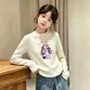 Camada Base Térmica Casual para Meninas Outono/Inverno Novo Estilo Infantil Top Felpudo Manga Longa Gola Redonda Camiseta Roupa Íntima