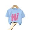 Nueva Ropa Infantil Camiseta de Manga Corta Verano 2026 Estilo Delgado Algodón Puro para Niñas Manga Media Moda Cuello Redondo Top Camiseta de Moda