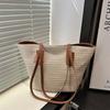 Bolsa de Palha Feminina Grande Capacidade 2025 Nova Bolsa de Palha para Férias na Praia Bolsa de Palha Tecida Cesta de Legumes Bolsa Tote para Beira-Mar
