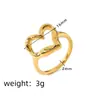 Anillo Personalizado Que No Se Desvanece, Anillo de Diseño de Nicho, Corazón Martillado, Acero Inoxidable de Lujo Ligero Chapado en Oro de 18 Quilates Venta al por Mayor