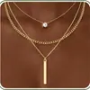 Collar de Círculos Irregulares Multicapa Transfronterizo Cobre Electrochapado Oro Real de 14K Gargantilla Apilada Joyería para Mujer