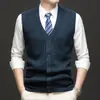 Chaleco Grueso de Punto con Cuello en V para Hombre, Nuevo Estilo Otoño/Invierno, Cárdigan Suéter Cálido Casual a la Moda para Personas de Mediana Edad y Mayores