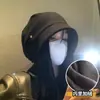 Chapéu Frio Estilo Coreano Preto para Mulheres, Outono e Inverno, Grande Circunferência da Cabeça, Novo Gorro Slouchy 2025, Solto, Emagrecimento Facial, Versátil, Chapéu Turbante
