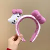 Diadema de Felpa con Estampado de Leopardo Rosa y Moño de Gatito para Mujer, Diadema Linda Versátil para Lavarse la Cara, Pasador, Tocado de Corona Alta