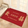 Alfombra Festiva para Boda, Alfombra de Imitación Cachemir para Dormitorio junto a la Cama, Felpudo de Bienvenida para Boda con Palabras Felices, Felpudo Rojo Antideslizante