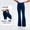Calça Esportiva Yoga Jeans Imitação para Mulheres, Cintura Alta Cruzada, Controle de Barriga, Levanta Bumbum, com Bolso, Calça Flare para Uso ao Ar Livre, Calça Casual Fitness