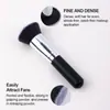 Brocha de Base Redonda y Plana Transfronteriza para Aplicación Facial de BB Cream y Base Líquida, Cerdas Suaves, Mango de Madera Sin Costuras, Brocha de Maquillaje